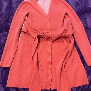 Tome 100% Wool 2 Tone Front Belted Cardigan